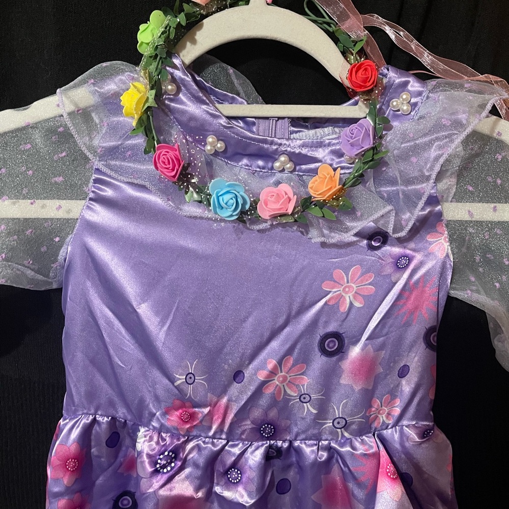 Encanto child costume- Isabella dress with flower crown.